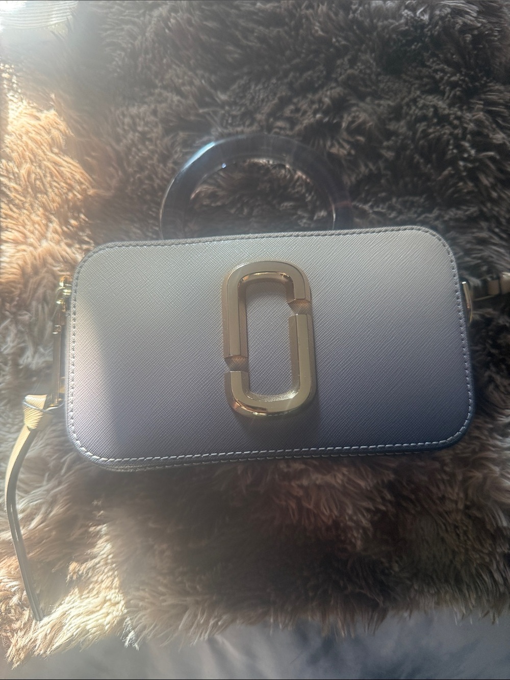 Marc Jacobs Blue-Gray Snapshot Camera Bag with Gold Hardware